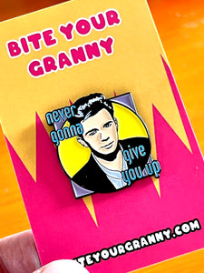Never Gonna Give You Up Rick Astley Enamel Pin Badge
