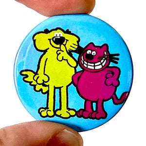 1970s TV Cat & Dog inspired Button Pin Badge