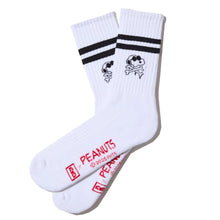 Load image into Gallery viewer, Snoopy Skull &amp; Cross Bones Pierced Heart Ribbed Socks
