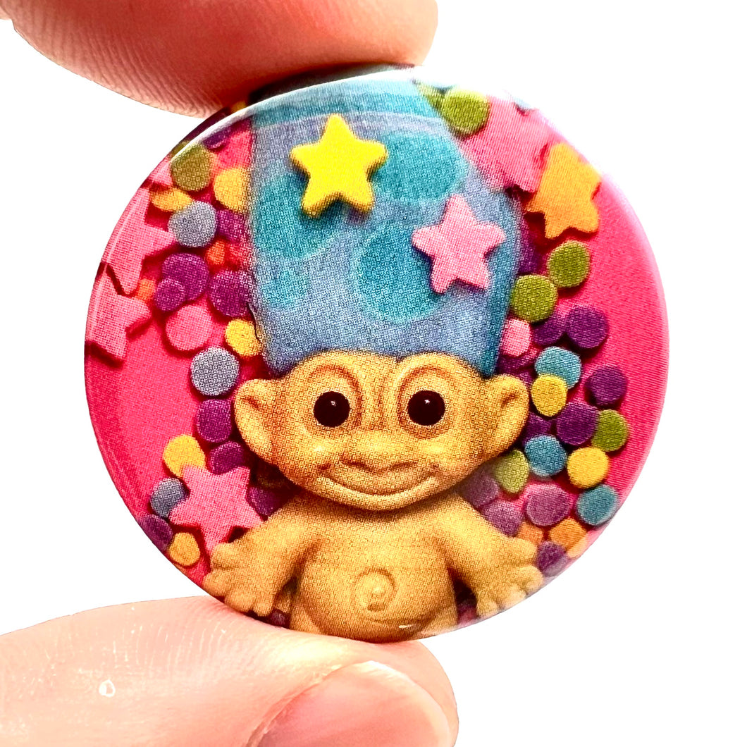 Cute Troll Pink Button Pin Badge
