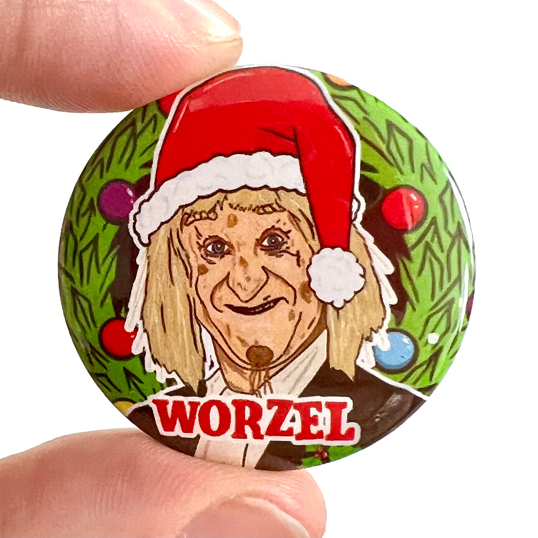 Worzel Christmas Button Pin Badge