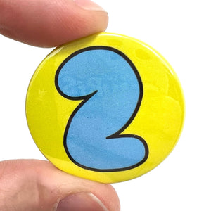 Number 2 Button Pin Badge