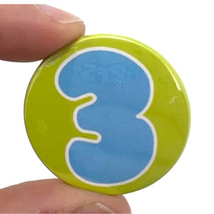 Number 3 Button Pin Badge