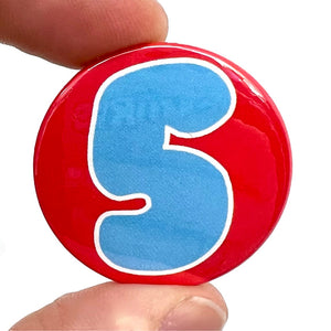 Number 5 Button Pin Badge