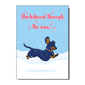 Dachshund Through The Snow Christmas Card