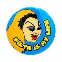 Load image into Gallery viewer, Divine Filth Is My Life Pink Flamingos Button Pin Badge
