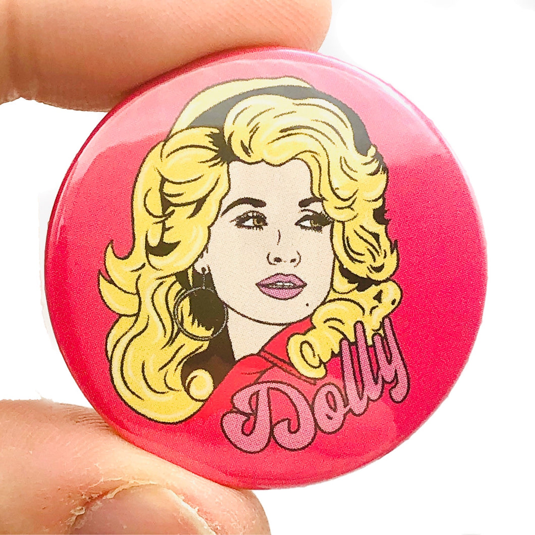 Dolly Button Pin Badge