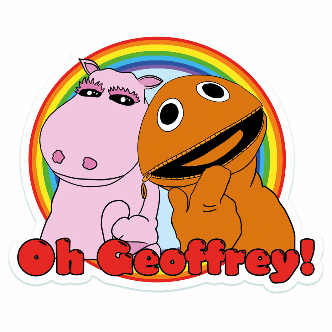 Oh Geoffrey Zippy And George Rainbow Inspired Vinyl Sticker