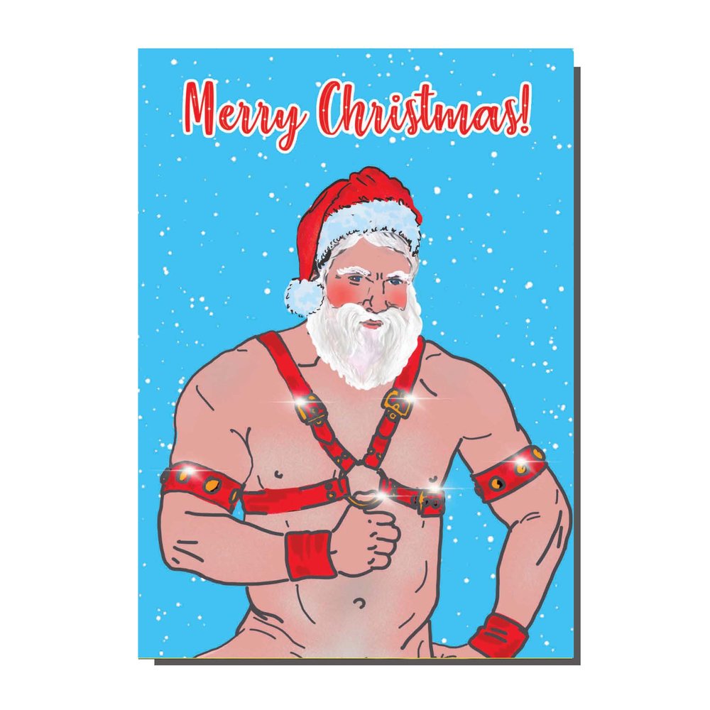 Gay Oooh Santa Christmas Card