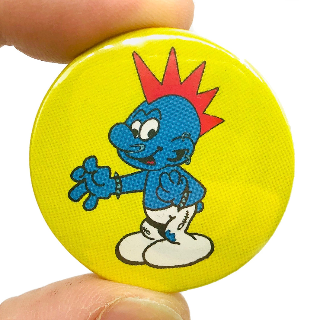 Punk Rock Smurf Button Pin Badge