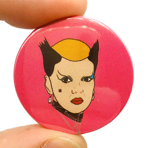 Sue Cat Woman Button Pin Badge