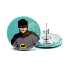 Load image into Gallery viewer, 1970s Stylee Batman And Robin Button Stud Earrings
