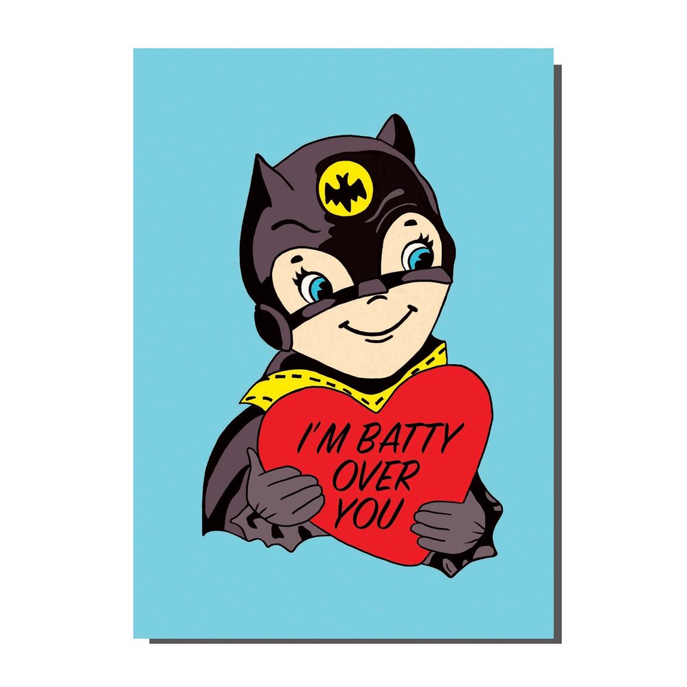 Batty Over You Kitsch Batman Greetings Card