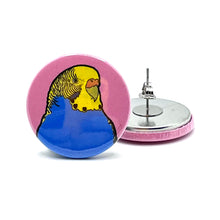 Load image into Gallery viewer, Budgie Button Stud Earrings
