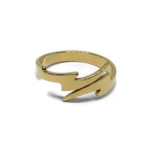Gold Stainless Steel Lightening Bolt Adjustable Ring
