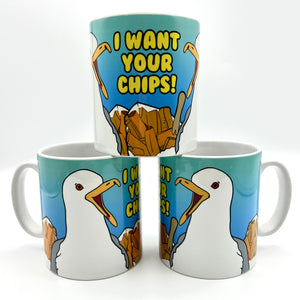 I Want Your Chips Seagull Ceramic Mug