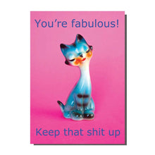 Load image into Gallery viewer, You&#39;re Fabulous Keep Thats Shit Up Cat Card
