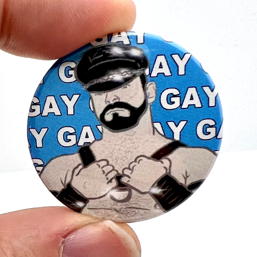 Gay Gay Gay Leather Man Pin Badge