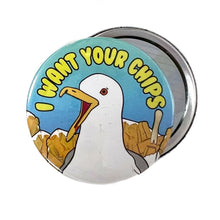 Load image into Gallery viewer, I Want Your Chips Seagull Pocket Hand Mirror
