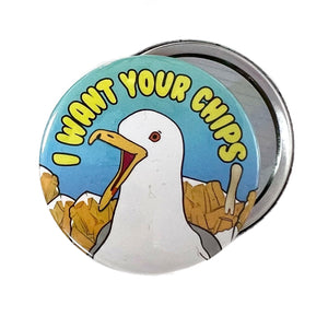 I Want Your Chips Seagull Pocket Hand Mirror