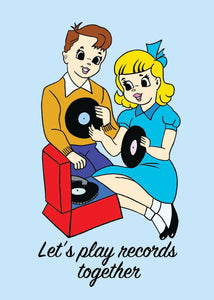 Lets Play Records Together Greetings Card