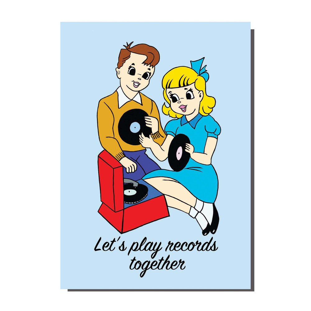 Lets Play Records Together Greetings Card