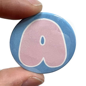 Letter A Button Pin Badge