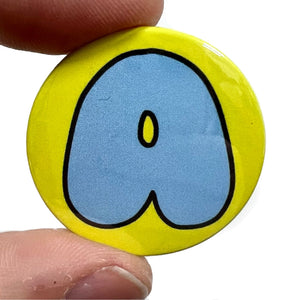 Letter A Button Pin Badge