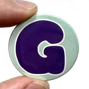 Letter G Button Pin Badge