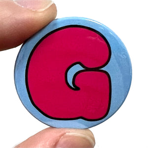 Letter G Button Pin Badge