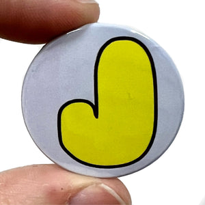Letter J Button Pin Badge
