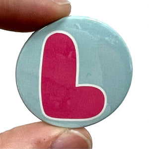 Letter L Button Pin Badge