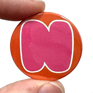 Letter N Button Pin Badge