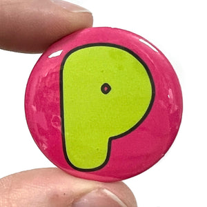 Letter P Button Pin Badge