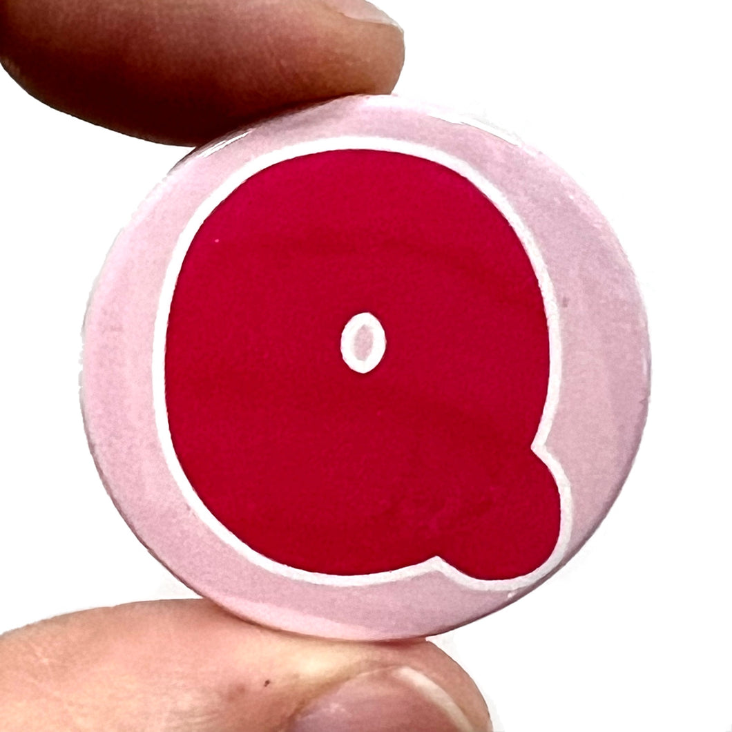Letter Q Button Pin Badge