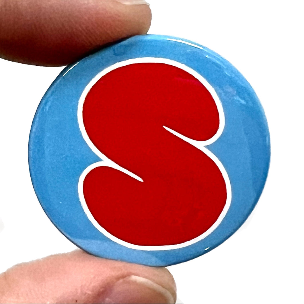 Letter S Button Pin Badge