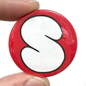 Letter S Button Pin Badge