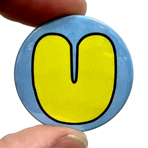 Letter U Button Pin Badge