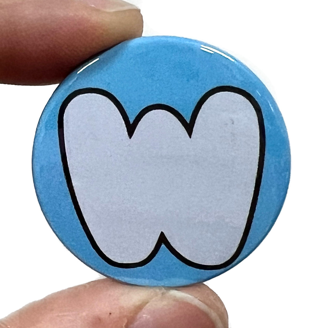 Letter W Button Pin Badge