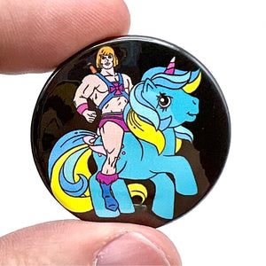 My Little He-Man Black Button Pin Badge