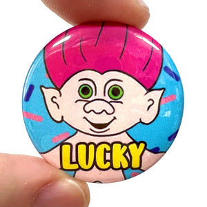 Lucky Troll Button Pin Badge