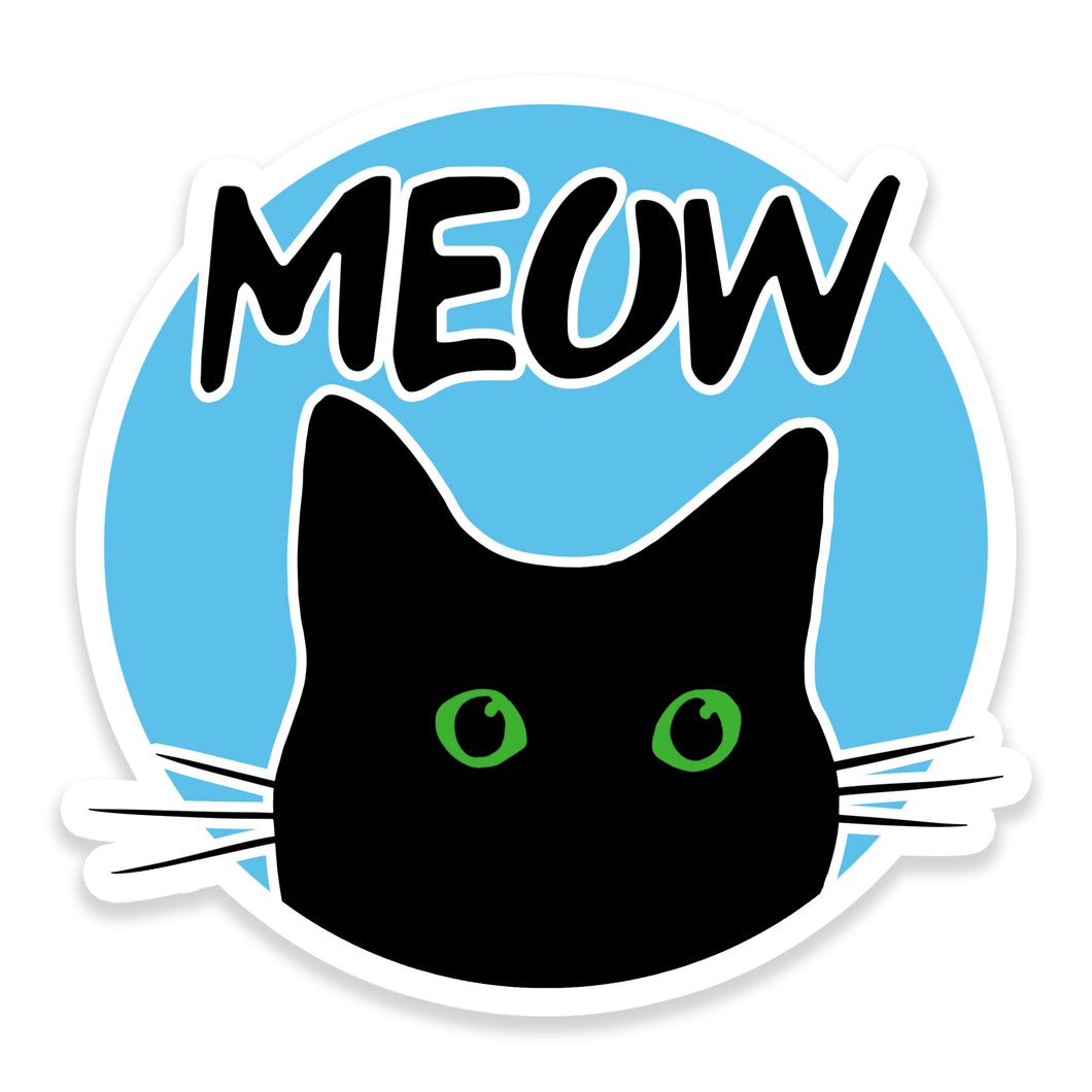 Black Cat Meow Vinyl Sticker