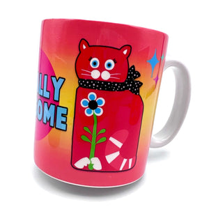 Retro Totally Pawsome Cat Ceramic Mug