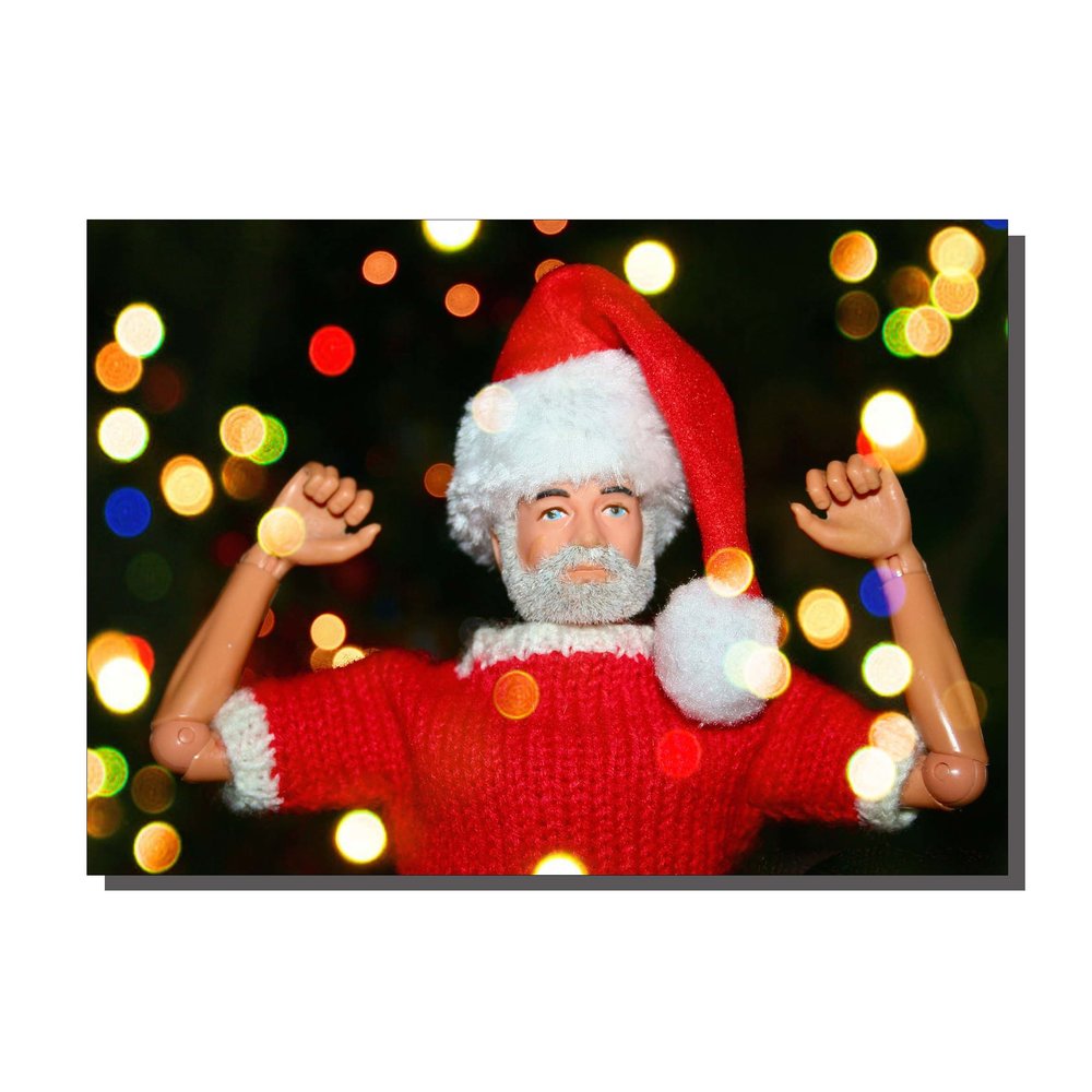 Santa Action Christmas Card