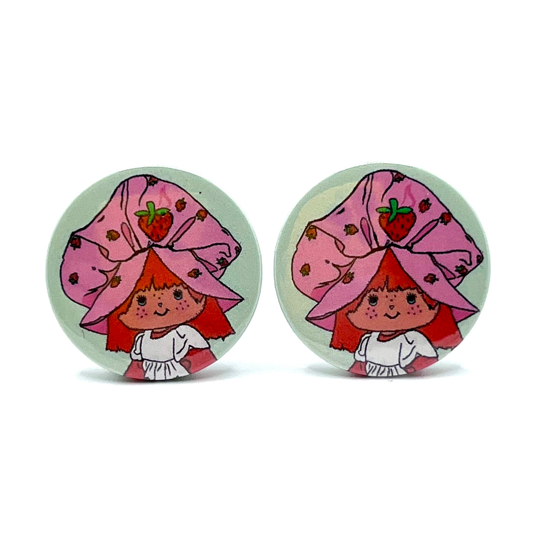 Strawberry Shortcake Inspired Button Stud Earrings
