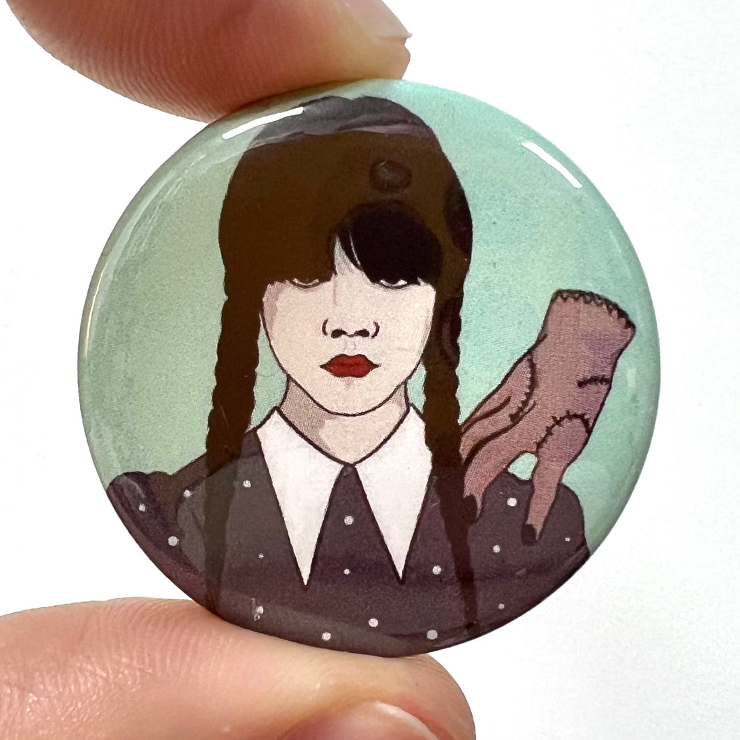 Wednesday & Thing Button Pin Badge