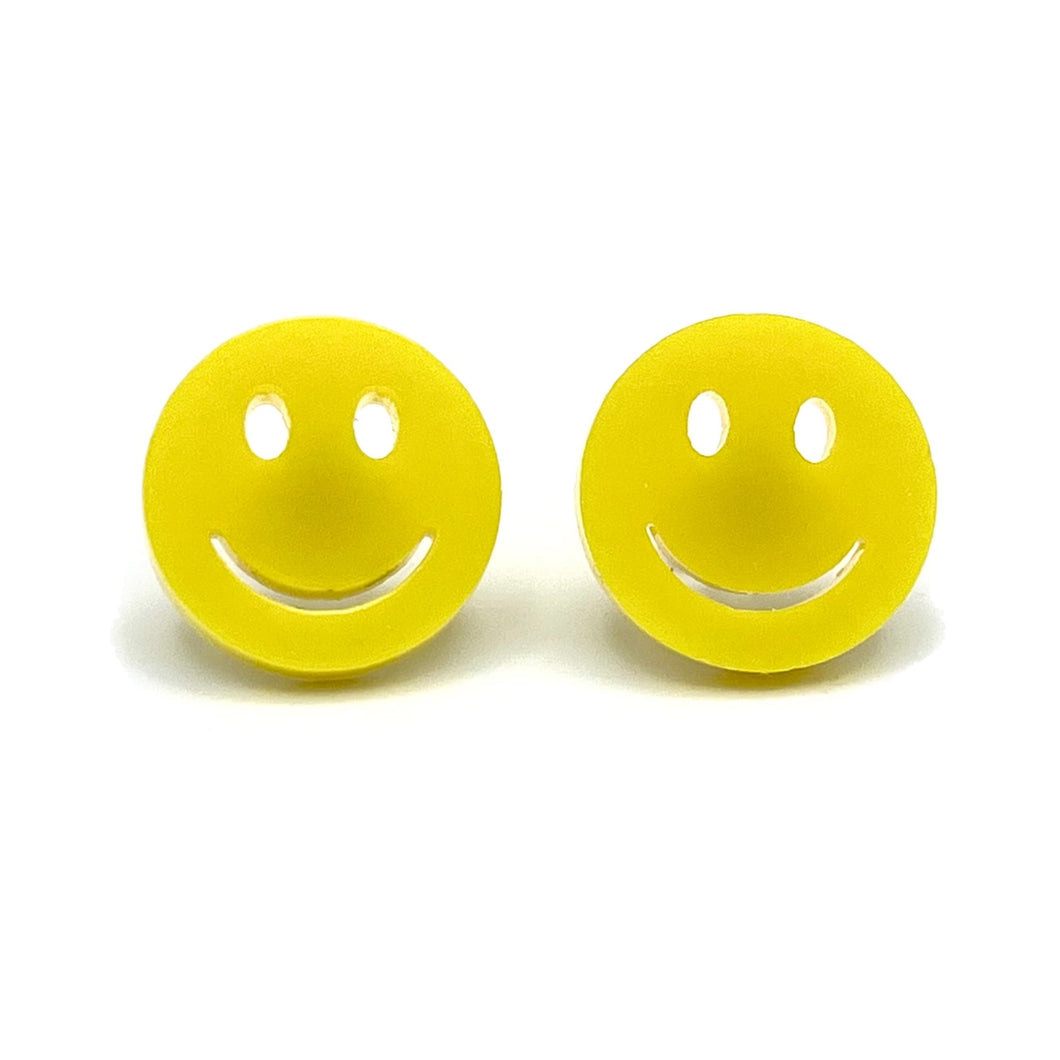 Yellow Happy Face Stud Earrings